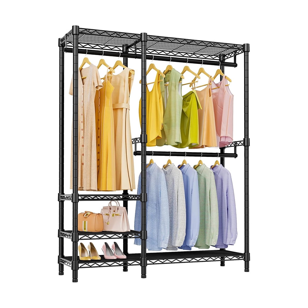 Heavy Duty Garment Rack, Freestanding Wardrobe Closet Rack, Portable ...