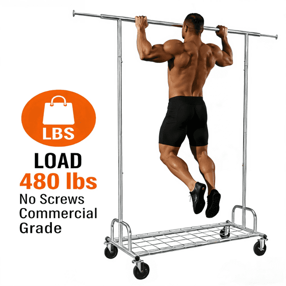 Wheel Stretch Rack Glovv Heavy Duty Clothes Rack on Wheel Load 480 lbs, Foldable ...