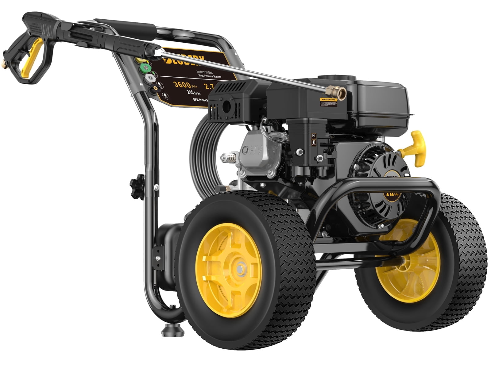 Heavy-Duty Gas Pressure Washer, 3600Psi at 2.7Gpm Power Washer,Portable, 30feet Pressure Hose,Industrial Style,Axial Cam Pump, for Siding, Driveway, House, Car, RV, Paint Preparation etc