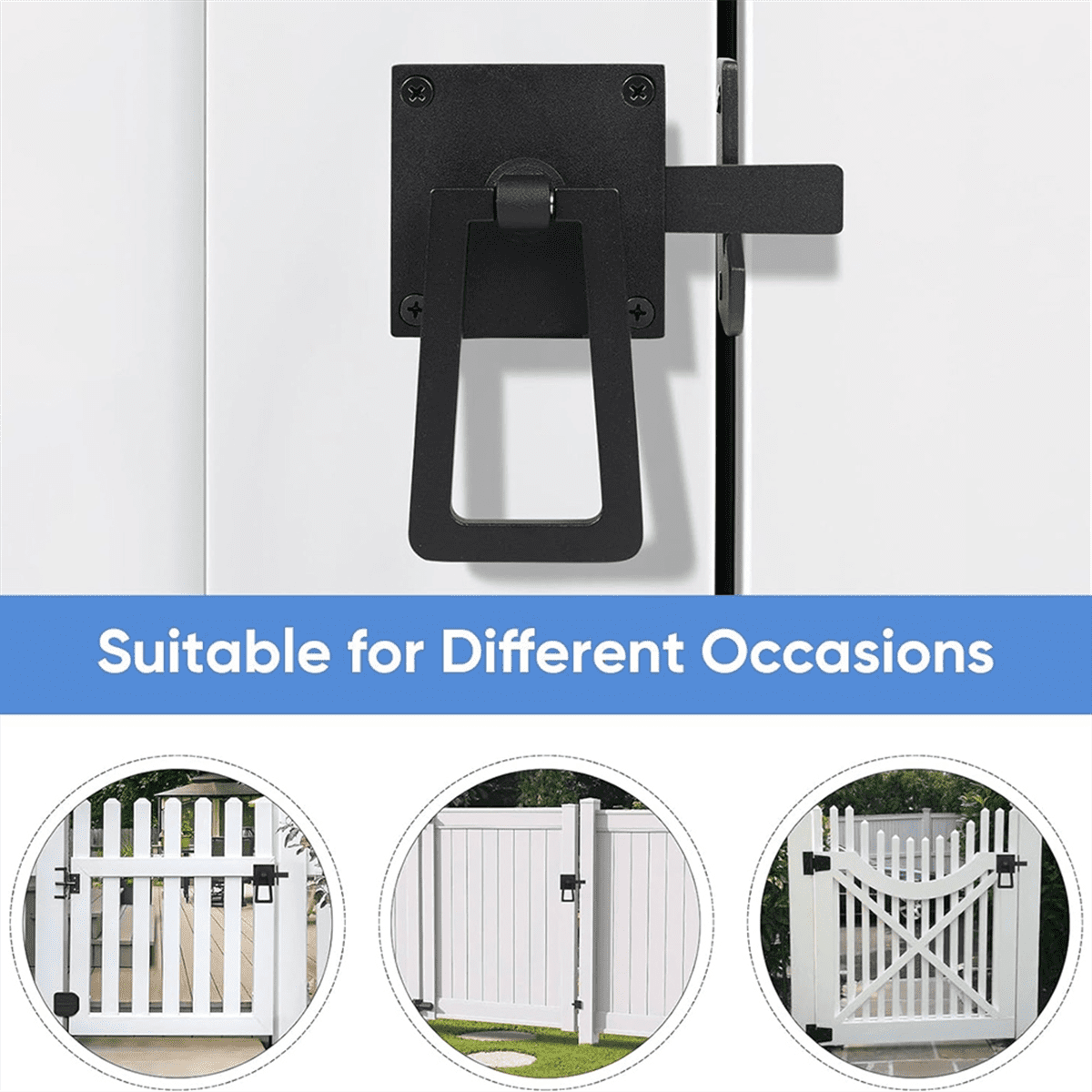 Heavy Duty Gate Latch, Double Side Gate Latches, Matte Black Fence
