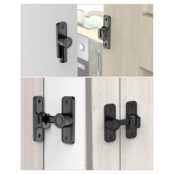 Heavy Duty Gate Latches 90 Degree Right Angle Barn Door Lock Anti-Theft Sliding Door Lock for Garden Black