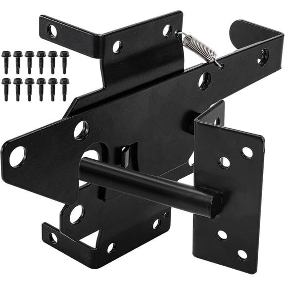 Heavy Duty Gate Latches for Wooden Fences, Post Mount Automatic Gate Lock, Self-Locking Gravity Door Latch, Fence Latch for Outdoor Gates, Metal Gates Vinyl Fences, Black Finish