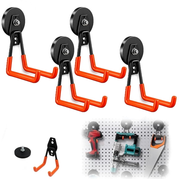 Heavy-Duty Gator Magnetic Hooks, Magnetic Metal Hooks | 2/4 PCS Magnetics Double-Claw Hook Load 55-77lbs, Strong Magnetics Tool Holder for Garage, Heavy Tools, Power Drill