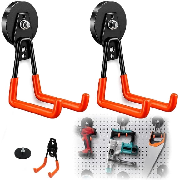 Heavy-Duty Gator Magnetic Hooks, Magnetic Metal Hooks | 2PCS Magnetics Double-Claw Hook Load 55-77lbs, Strong Magnetics Tool Holder for Garage, Heavy Tools, Power Drill