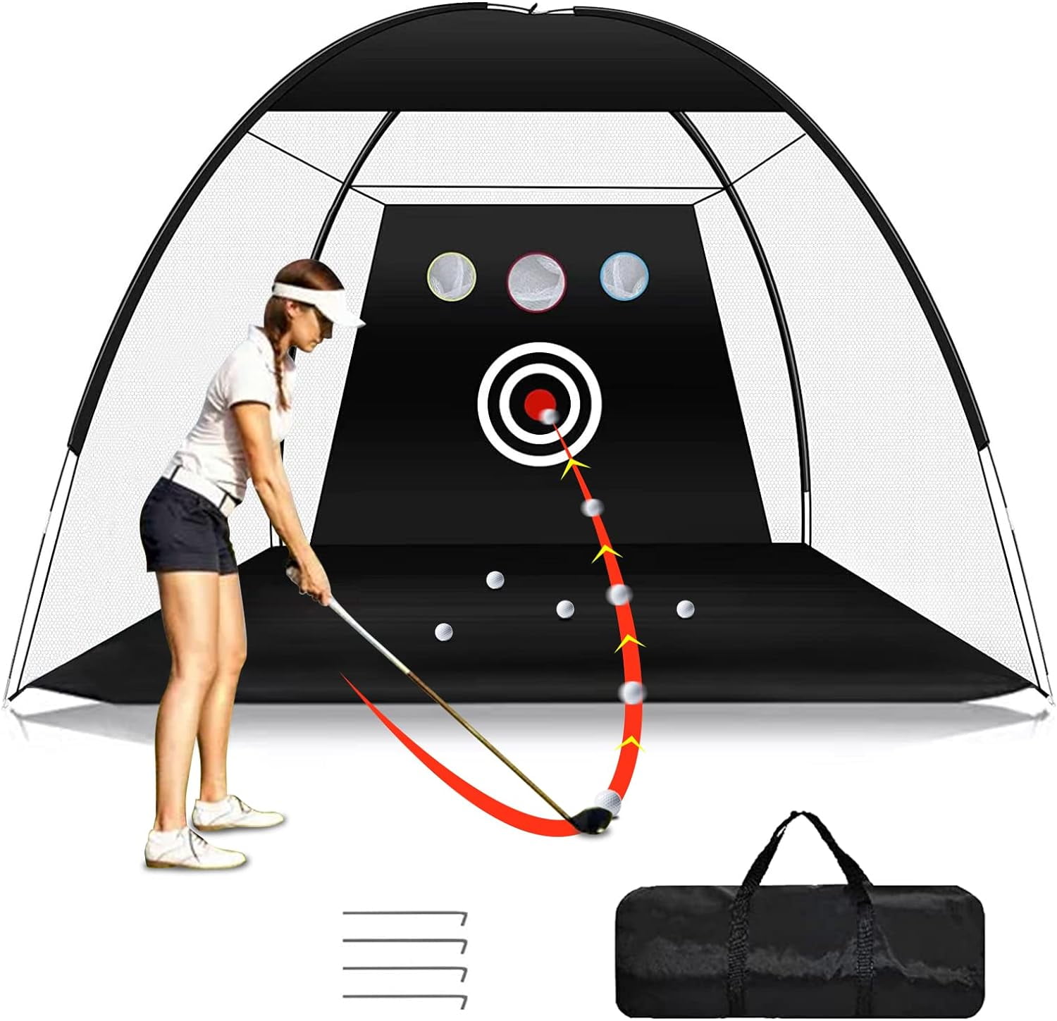 Portable HeavyDuty Golf Practice Swing Net, 10x7ft Chipping & Hitting Training Aids with Bag