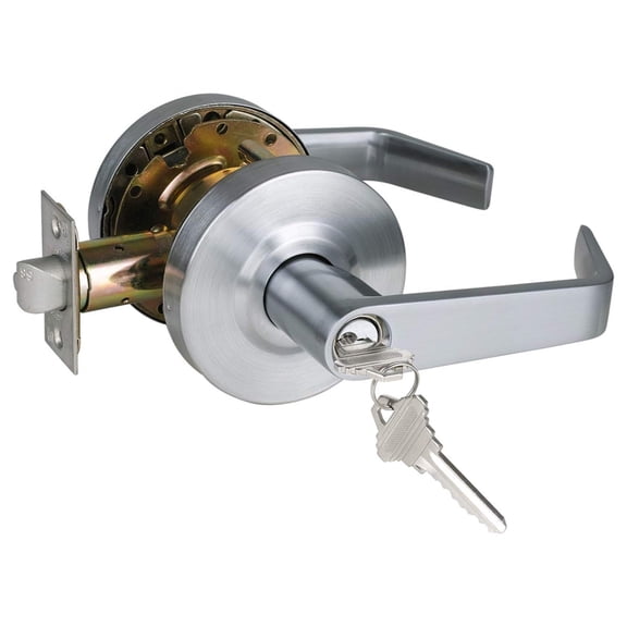 Heavy Duty Grade 2 Keyed Entry Door Lever, Finished ADA Handle, UL 3 Hour Fire Rated Ergonomic Lever for Exterior Door and Front Door, 70mm