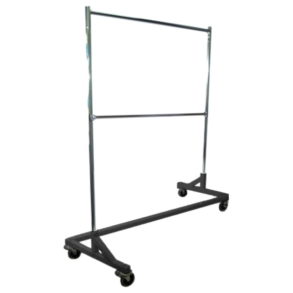 Heavy-Duty Grade Double-Bar Rolling Z Rack Garment Rack with Nesting Black Base by DyGTyX