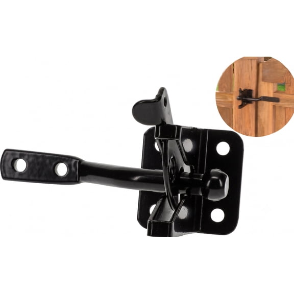 Heavy Duty Self-Locking Gate Latch, Screw-On Carbon Steel Gravity Latch, Rust Resistant for Wooden Fence Gates, Outdoor Security Hardware