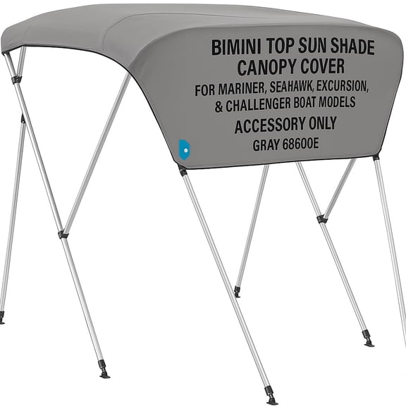 Heavy-Duty Gray Bimini Top Sun Shade Canopy Cover with Durable Aluminum Frame for Mariner, Seahawk, Excursion, & Challenger Boat Models  Premium Boat Accessory Only  Over 1 LB 68600E
