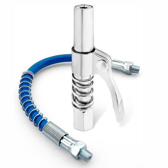 Heavy-Duty Grease Fitting with Lockable Coupler, Stainless Steel Design for Vehicle Maintenance and Machinery Lubrication A