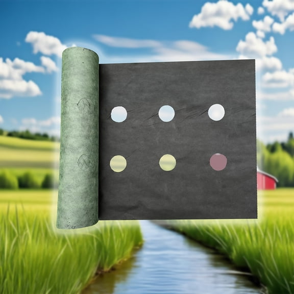 Heavy-Duty Green-Black Perforated Landscape Fabric - 8cm Aperture Weed Barrier with Breathable Design, High Water Permeability