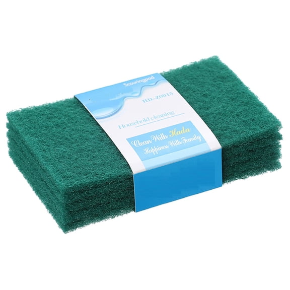 Heavy Duty Green Scouring Pads, Reusable Non-Scratch Scrub Pads for Kitchen, Dishes, Pots, Pans, Grills & Household Cleaning, Multipurpose Scrubbers for Tough Stains, 5 Pcs, 5.91x3.94"