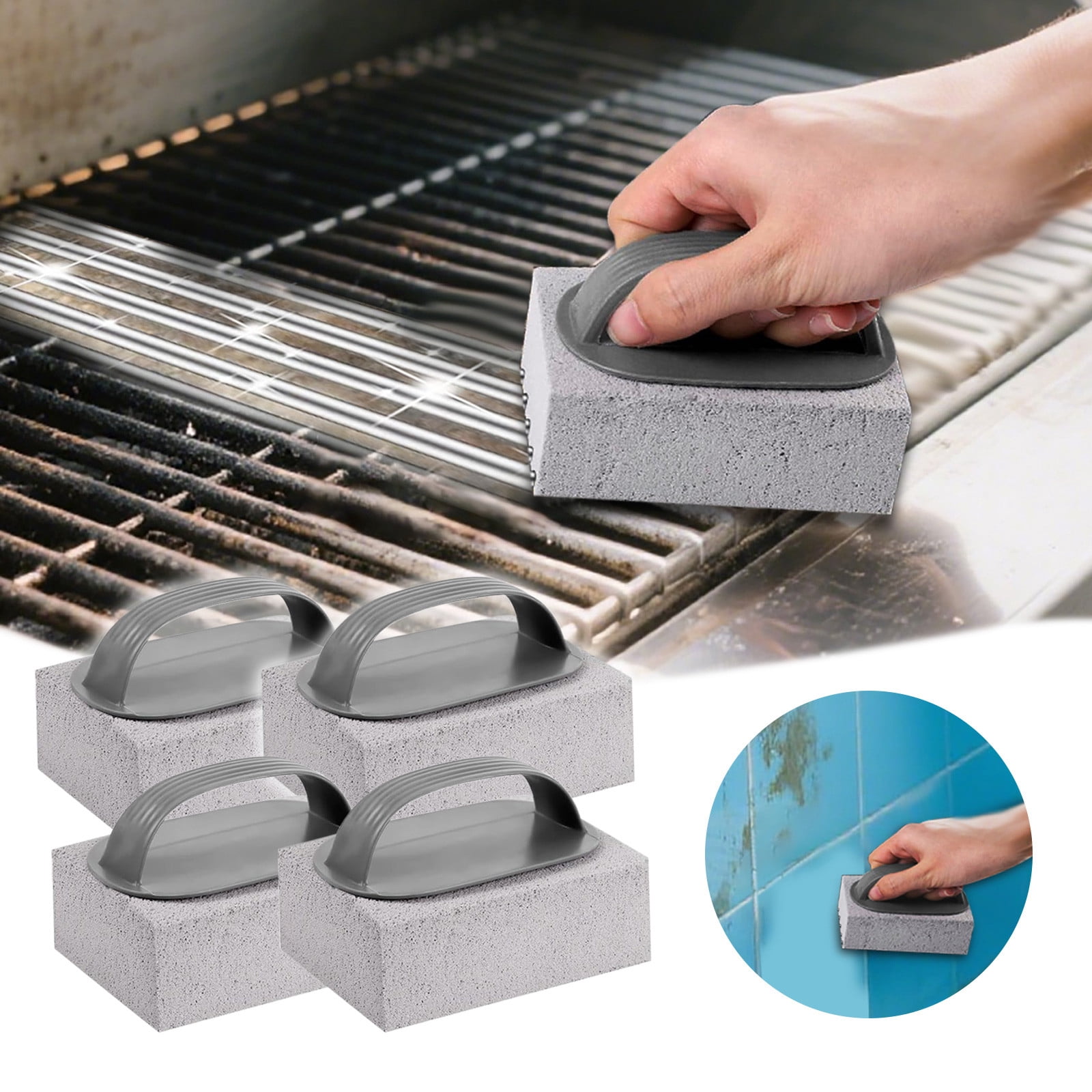 Heavy Duty Grill Cleaner Bricks 4 Pack - Pumice Cleaning Stones with ...