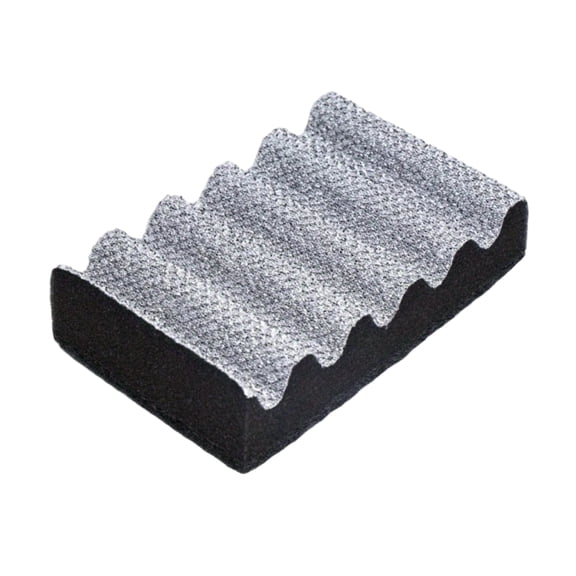 Heavy Duty Grill Cleaning Brush, Mesh Barbecue Net Sponge Scrubber with Scouring Pad, for Pans Racks Griddle Cast Iron, Bristle Free Kitchen Wiping Brush, Black