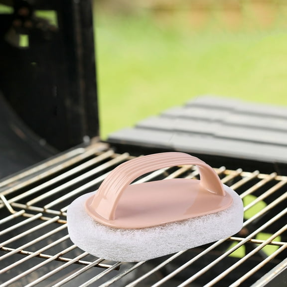 Heavy Duty Grill Cleaning Sponge Brush with Ergonomic Handle - Non Scratch BBQ Grate Cleaner Wiper for Cast Iron & Stainless Steel Grills, Durable Scrubber for Easy Grill Maintenance