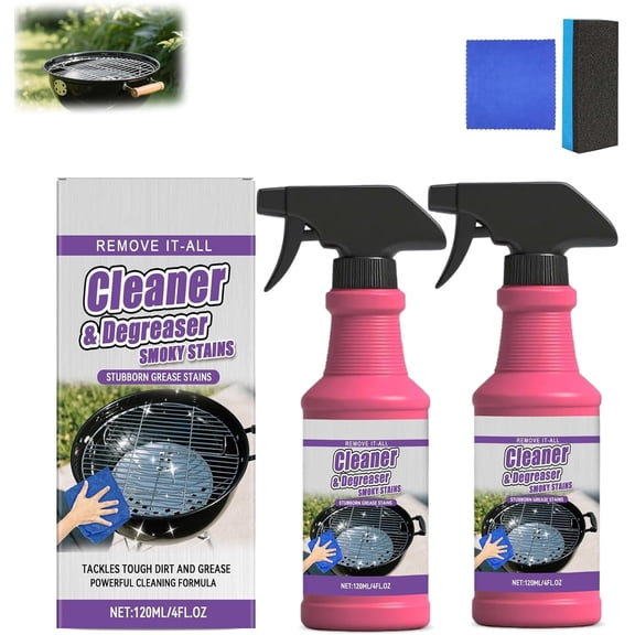 Heavy-Duty Grill & Frying Pan Cleaner, BBQ Grillcleaner, 𝐆rill Cleaner for Outdoor 𝐆rill, Heavy-Duty 𝐆rill Degreaser Spray for Stubborn Splatters, Stove Top, Drip Pans (2PCS)