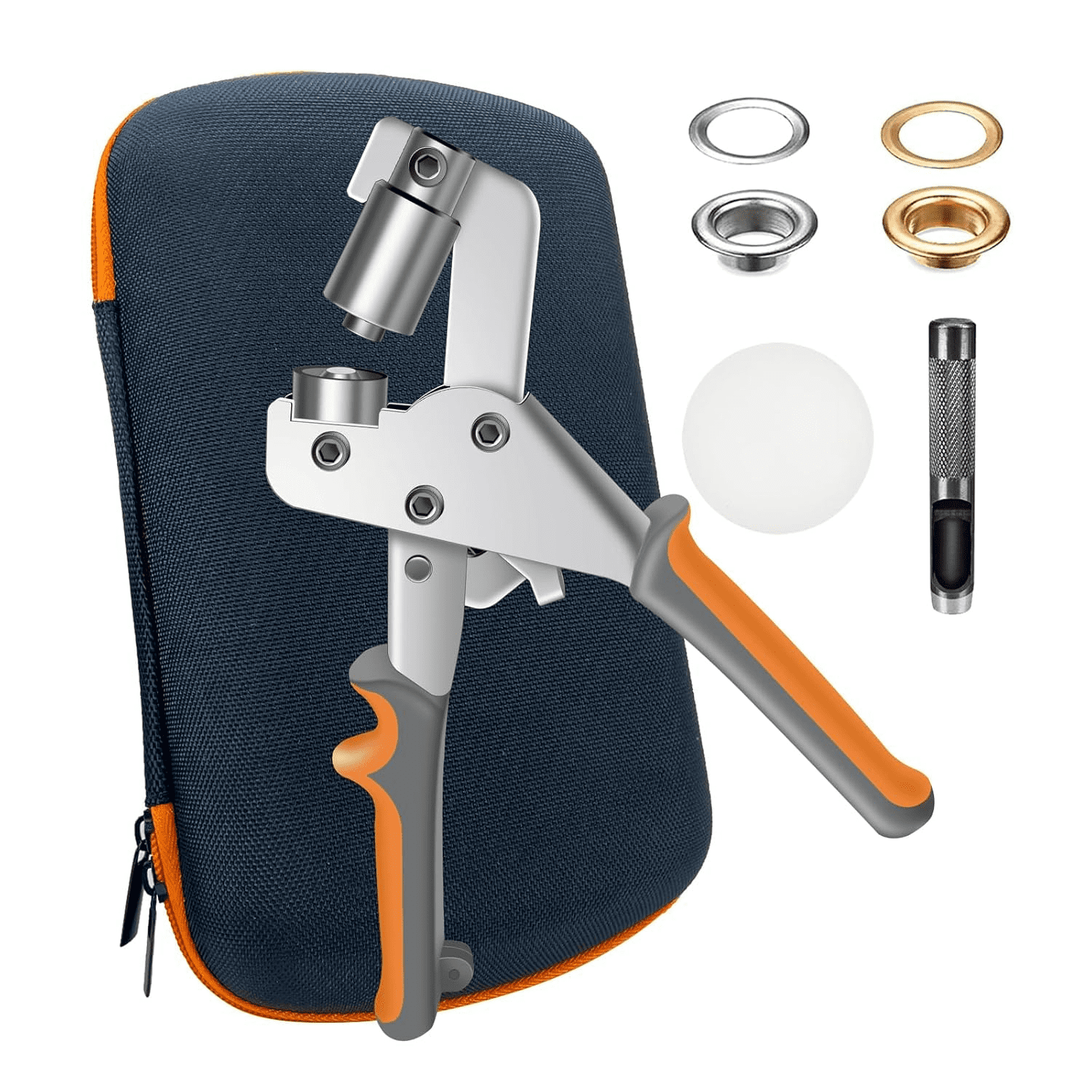 Heavy Duty Grommet Kit with Bag and 200 pcs 10.5mm Grommets, Complete Eyelet & Grommet Tool Kit for DIY Tarp Ring Repair and Installation
