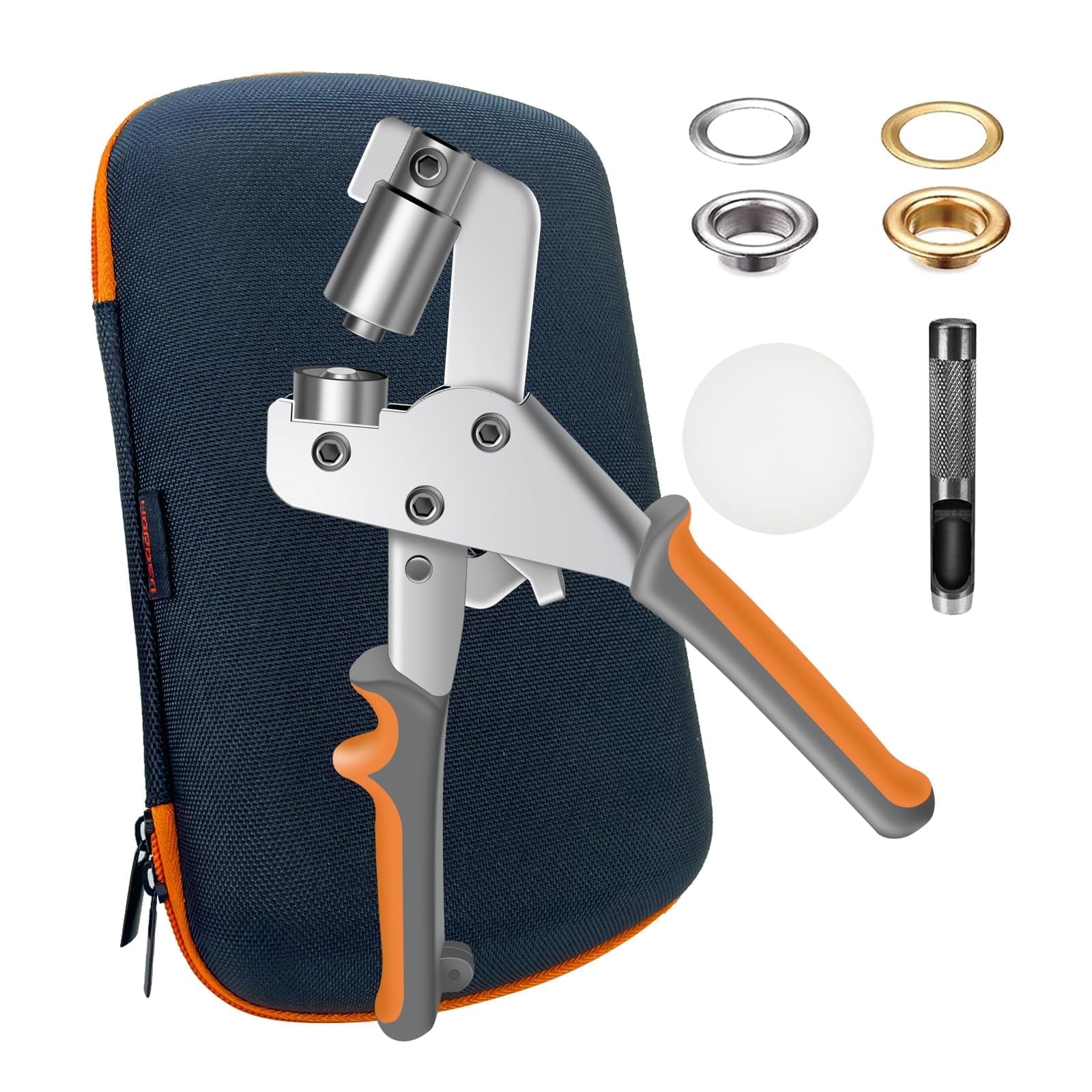 Heavy Duty Grommet Kit with Bag and 200 pcs 10mm Grommets, Complete Eyelet & Grommet Tool Kit for DIY Tarp Ring Repair and Installation
