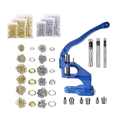 Heavy Duty Grommet Press Machine Set W/Punch Hole Tool, Hand Press Eyelet Grommet Punch Tool, 2400pcs Grommets for Curtains Scrapbooking Flags Belts Bags Shoes$$Hardware