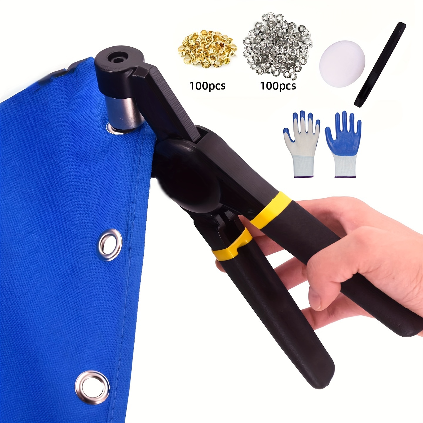 Heavy Duty Grommet Tool Kit, 3/8 Replaceable Size Tarp Grommet Kit with