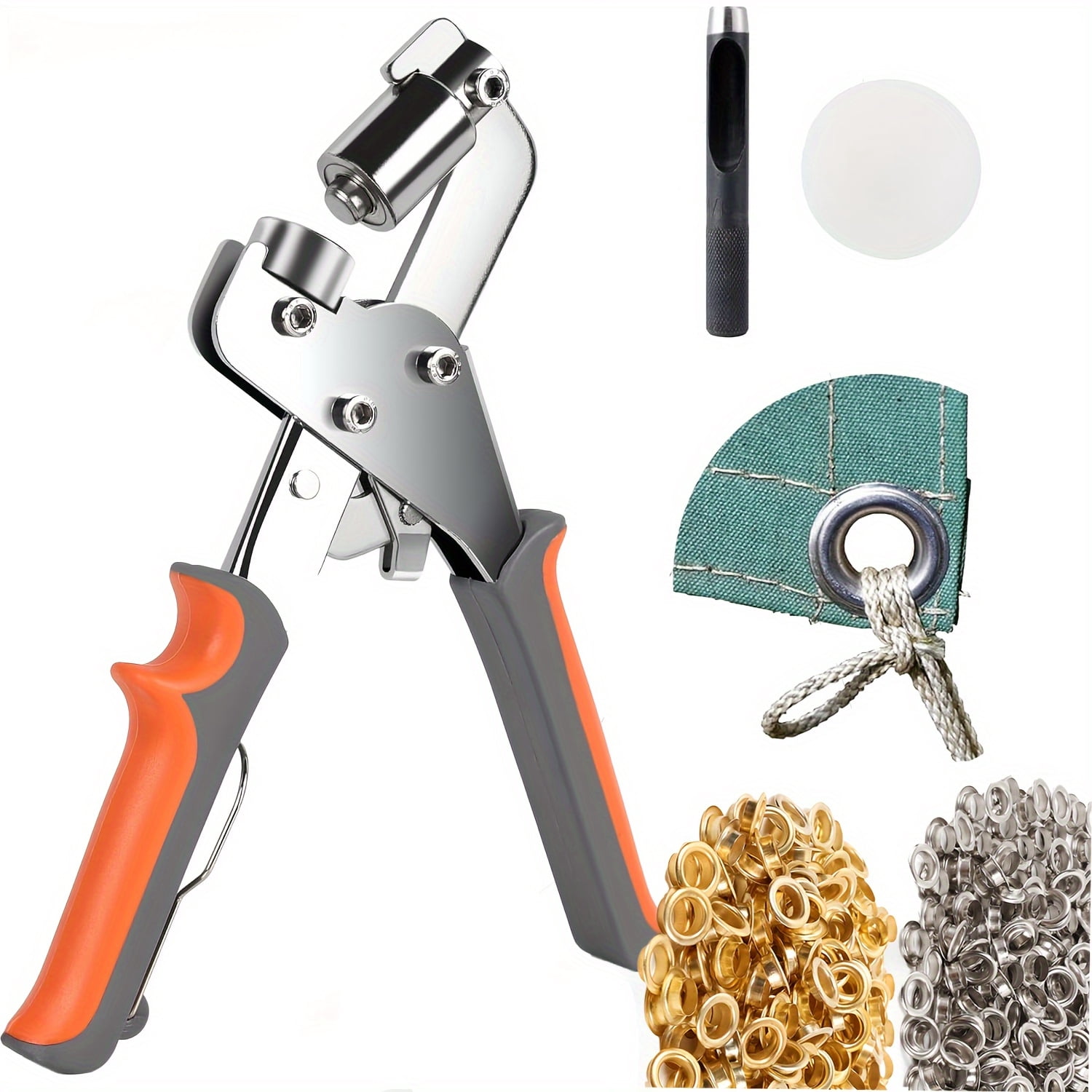 Heavy Duty Grommet Tool Kit with 200PCS 3/8 Inch 10mm Grommets, Grommet Kit, Eyelet Tool