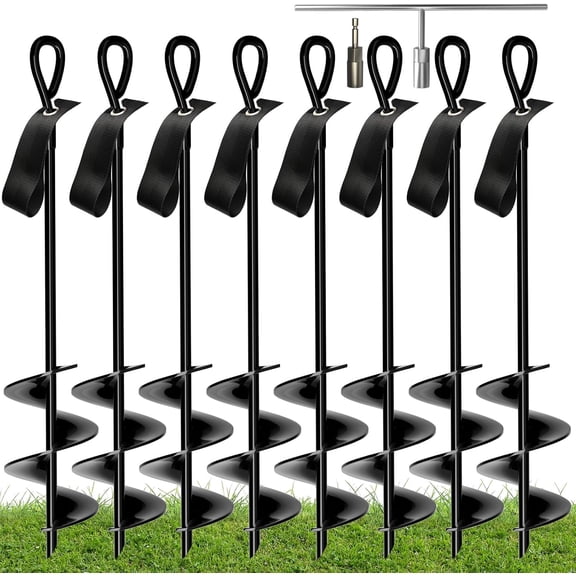 Heavy Duty Ground Anchors With Straps - 18'' Screw In Earth Anchor Kit ...