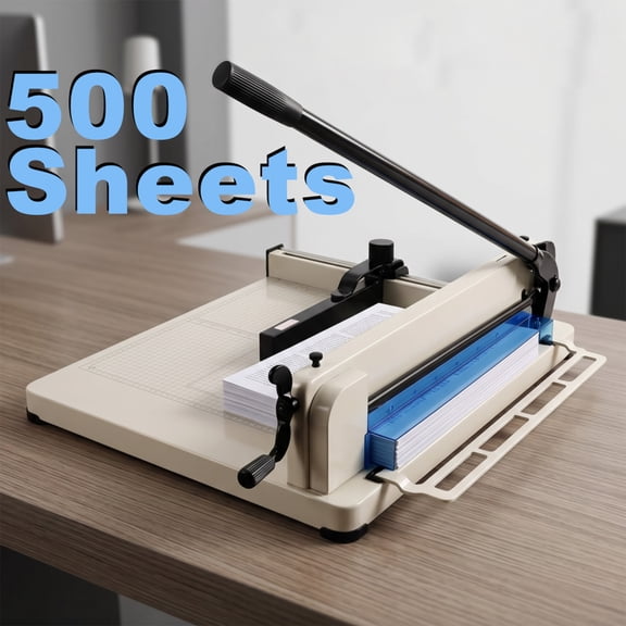 Heavy Duty Guillotine Paper Cutter, 12'' A4 Paper Cutter Stack Paper Trimmer 500 Sheet Capacity, Solid Steel with HSS Blade, Double Safety Protection for High-volume Trimming & Industrial Office