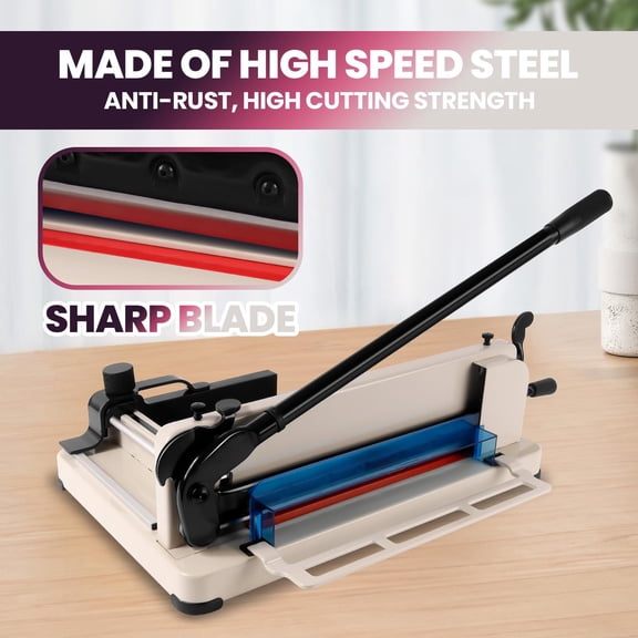 Heavy Duty Guillotine Paper Cutter 12 Inch, 400 Sheet Capacity, 1.6 Inch Cutting Thickness with Repeat Cut Fence & Adjustable Clamp for Office Bookbinding Crafts