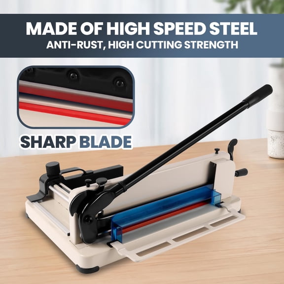 Heavy Duty Guillotine Paper Cutter, 12 Inch Stack Trimmer for A4, 400 Sheet Capacity with Removable Handle, Safety Lock & AntiSlip Clamp for Office Home