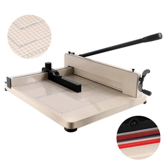 Heavy Duty Guillotine Paper Cutter, 17 Inch High Speed Steel Blade Stack Trimmer, 400 Sheets 1.6" Cut Thickness, 24.6" Labor-Saving Lever, Adjustable Fence & Safety Lock for A3 Paper, PVC, Card & Lea