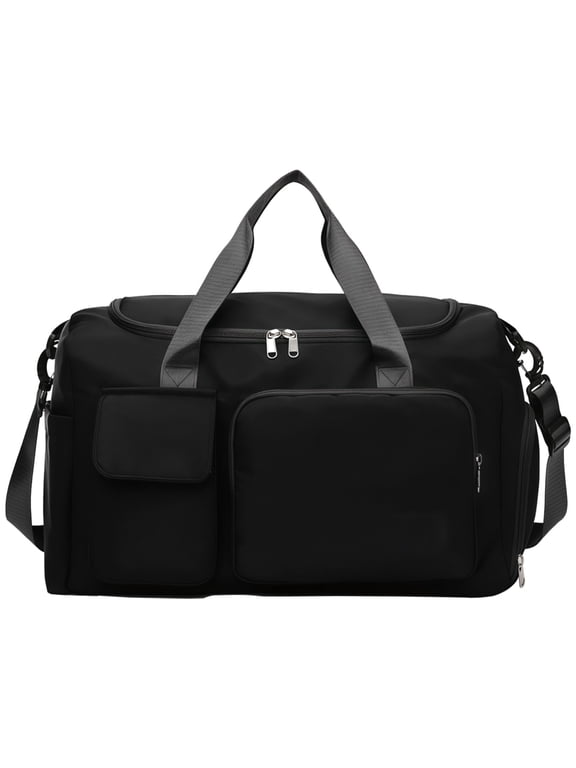 Heavy Duty Gym Bag Black, Workout Bag for Women and Men, Oxford Training Duffel with Shoe Compartment, Dry Wet Separation, Weight Backpack for Training, Great for Travel and Swimming