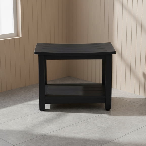 Heavy Duty HDPS Shower Bench Seat, Waterproof Shower Stool for Shaving Legs, Large Poly Lumber Bathroom Chair Seat with Adjustable Feet, Indoor/Outdoor Use, No Maintenance, Black