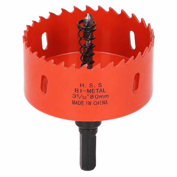 Heavy-Duty HSS Hole Saw with Mandrel 3-5/32 inches / 80 mm Cutting Sharply Teeth Hole Drilling Cutter for Soft Metal Wood PVC