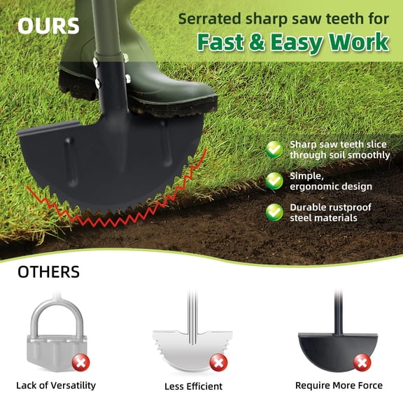 Heavy Duty Half Moon Lawn Edger with Adjustable T-Grip Handle 38-49 Inch 3.47 Lbs