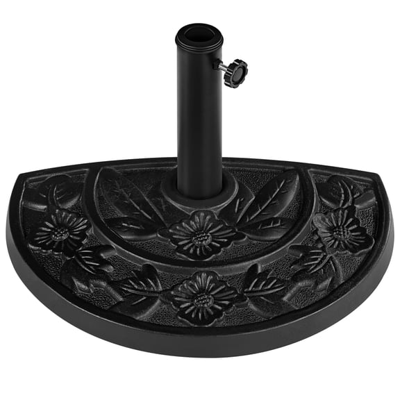 Heavy Duty Half Round Umbrella Base Stand, 21.5lb Resin All Weather Patio Umbrella Base for Half Umbrellas, 20" Diameter, 13" Radius, 13" Height, Wall Mounted, Black