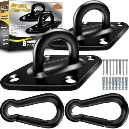 Heavy Duty Hammock Hooks - 1700lbs Capacity Stainless Steel Hanging Kit for Porch Swings, Hammock Chairs, and Ceiling Mounts (2 Pack, 10MM)