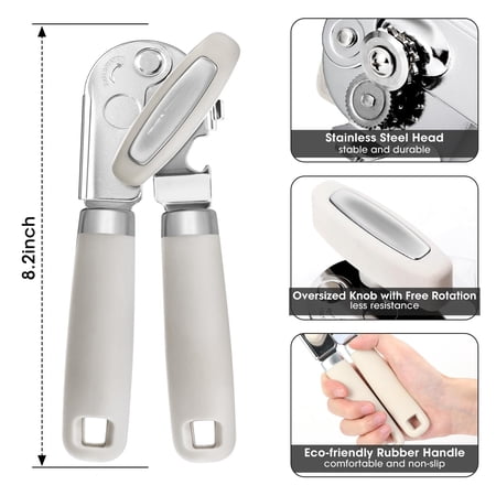Heavy Duty Hand Can Opener Manual with Magnet, Durable Sharp Carbon Steel Blade Smooth Cutting, Big Effort-Saving Knob & Soft Grip Handle, Multifunctional Kitchen Tool with Bottle Opener, Green