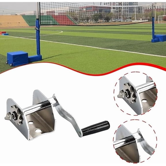 Heavy Duty Hand Crank Volleyball Net Tensioner, Ergonomic Alloy Net Tightening Tool With Standard Socket, Portable Tool-Free Install Accessory For Tennis Badminton Indoor Outdoor Court Net Adjustment
