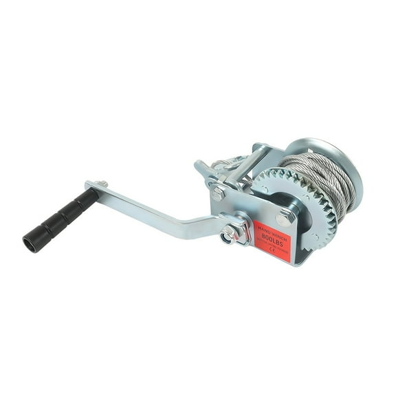 Heavy Duty Hand Crank Winch with Brake, 1600Lbs Load Capacity, Metal Construction, Steel/Nylon Cable for Boat, Trailer, ATV & Deer Feeder, Easy Installation