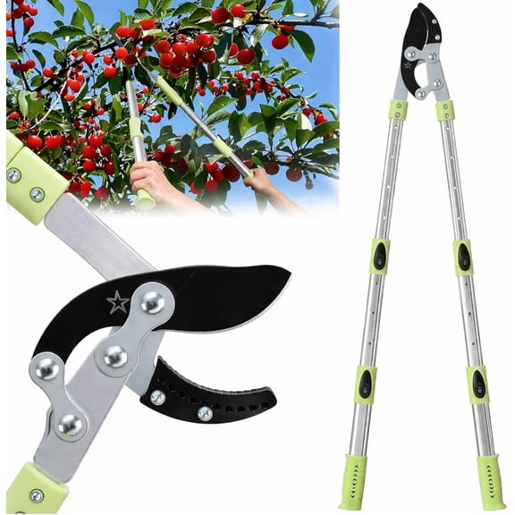 Heavy Duty Hand Loppers Pruning Shears for Gardening,25"-44" Extendable Branch Cutter for Tree Limb Trimming, Lightweight Anvil Lopping Shears for up to 2 Thick Branches Cutters (Green)
