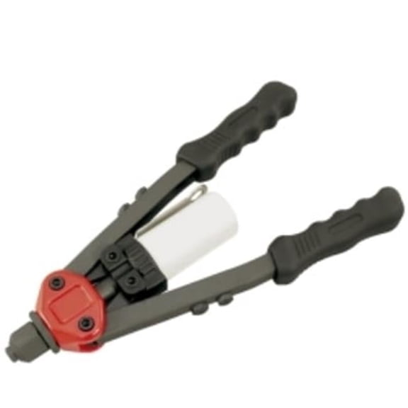 Heavy Duty Hand Riveter - Red - 13 inches - Includes 5 Nose Pieces - Ergonomic Grip