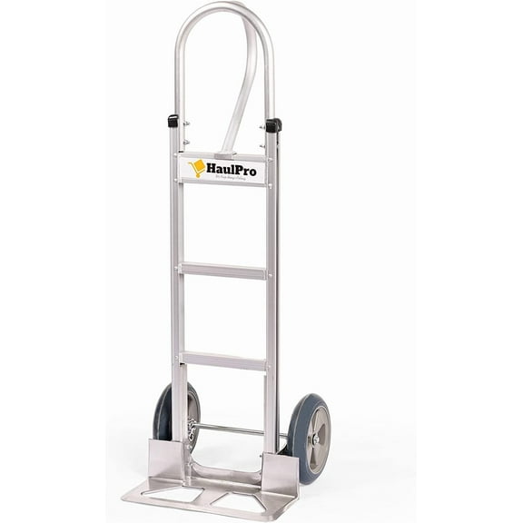 Heavy Duty Hand Truck with Vertical Loop Handle - Aluminum Dolly Cart for Moving - 500 Pound Capacity - 10" Rubber Wheels - 52.25" H x 17.5" W with 17.75" x 9.5" Diecast Nose Plate