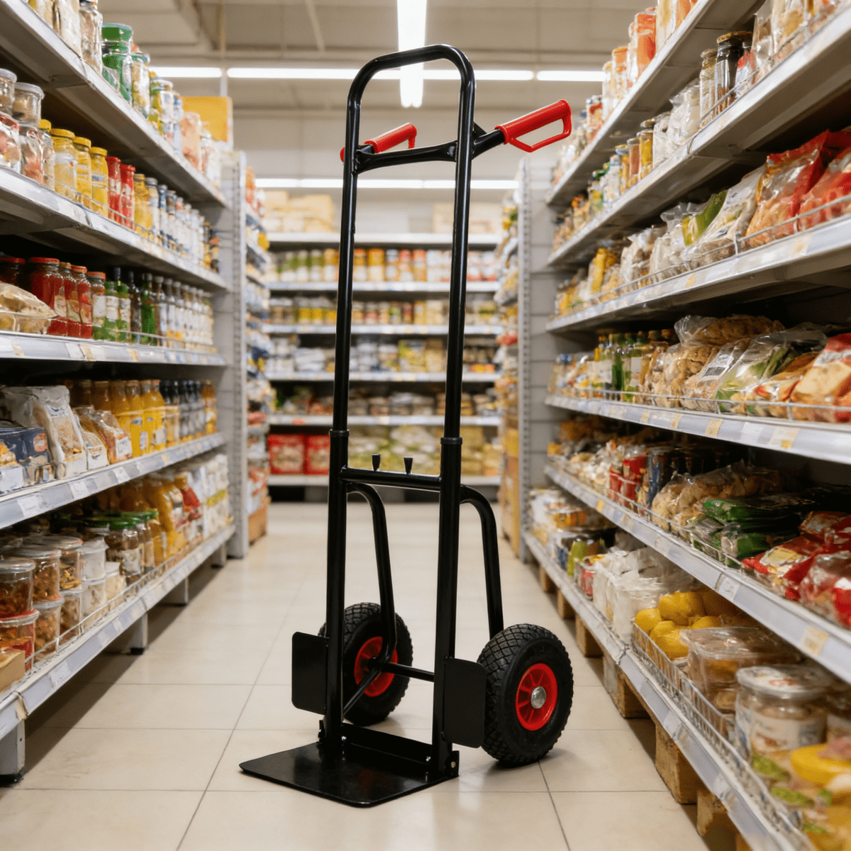 Heavy Duty Hand Truck with Double Handles – 330 lb Steel Trolley, 10" Rubber Wheels for Moving