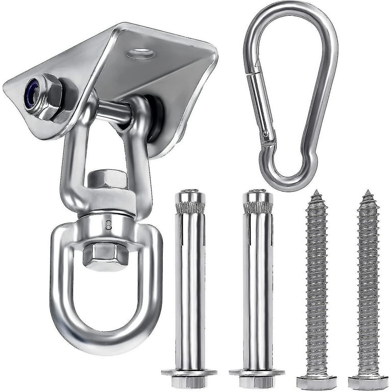 Heavy Duty Hanging Ceiling Hook (1 Piece) - 360 Rotatable Stainless Steel  Ceiling Hook With Screws - 400Kg Load For Hammock, Swings And Punching Bag  