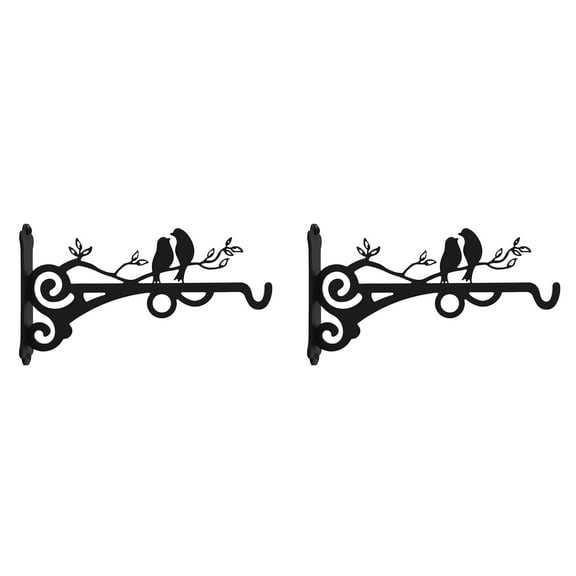 Heavy Duty Hanging Brackets, 2-Pack Multipurpose Wall-Mounted Hooks for Outdoor & Indoor Use, Solid Steel Hangers for Flowers, Lanterns, Bird Feeders, and Garden Decor (8'' - Black)