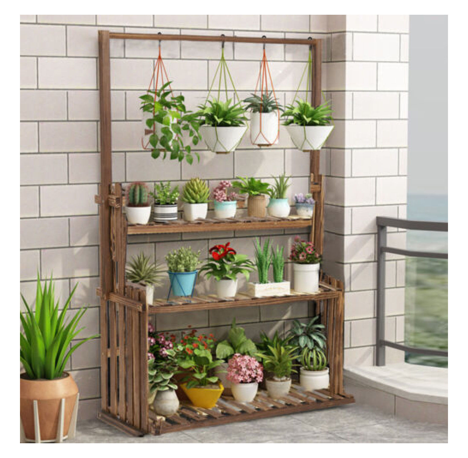 Heavy Duty Hanging Plant Stand Multiple Flower Potted Rack Planter