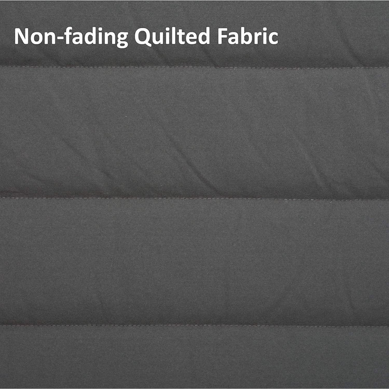 Gray Quilted Polyester Double Hammock with Hardwood Spreader Bar