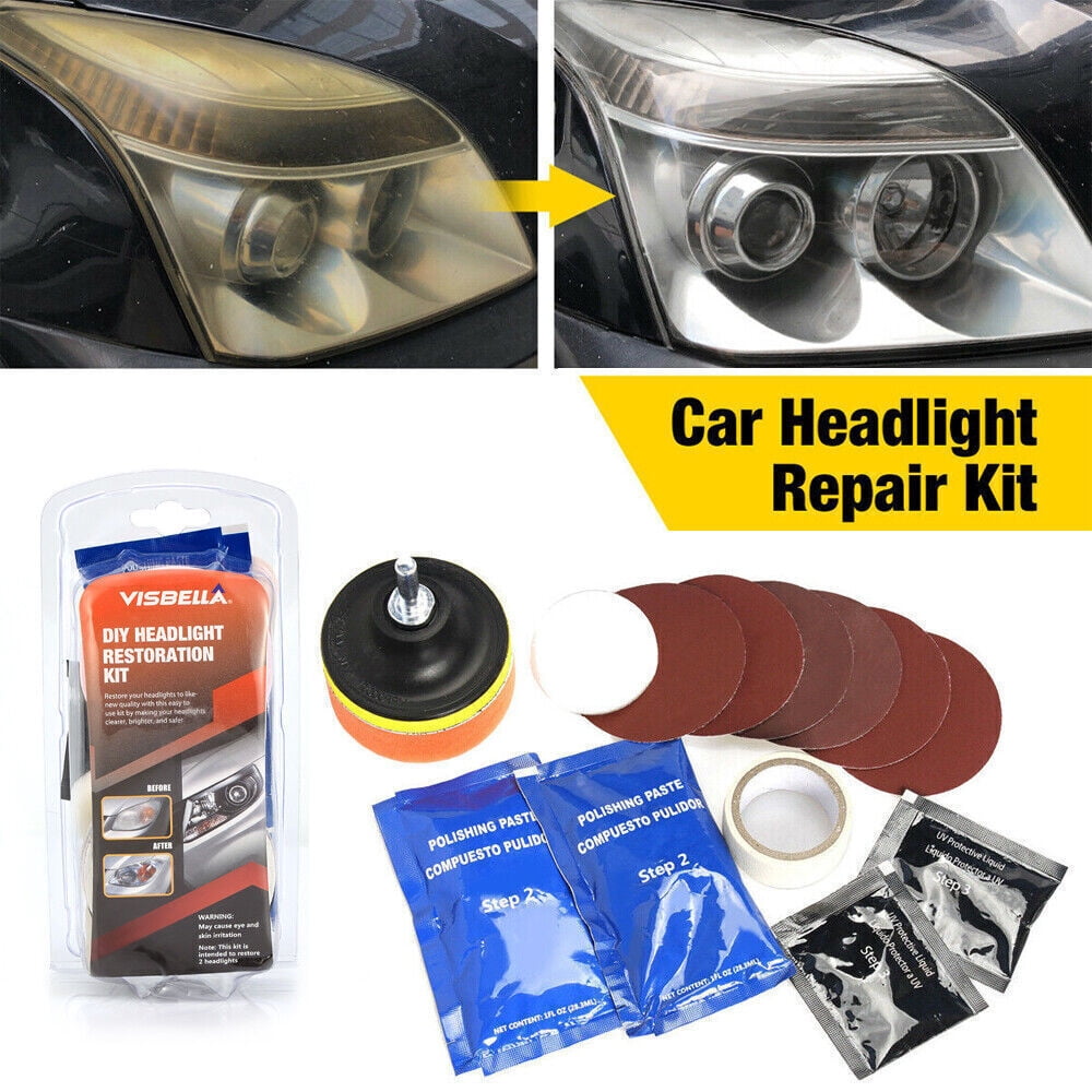 Heavy Duty Headlight Restoration Kit Car Lens Lamp Cleaning Sanding Repair Tools