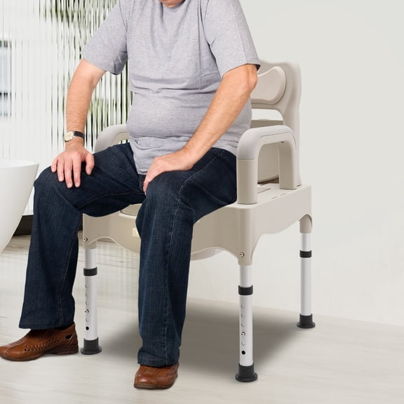 Heavy Duty Height Adjustable Bath Seat Commode Toilet Chair 250kg Adult Senior