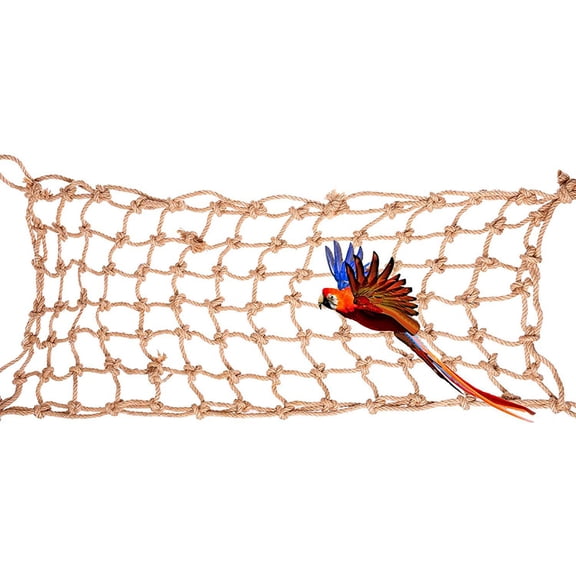 Heavy Duty Hemp Rope Climbing Net for Medium Large Parrots - Hanging Bird Cage Swing, 9.8 x 7.5 inches / 25.0 x 19.0 cm Activity Gym Perch